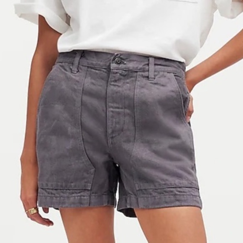 Madewell x MN Dye Studio Workwear Utility Shorts in Dark Gray Denim Size 24 XXS